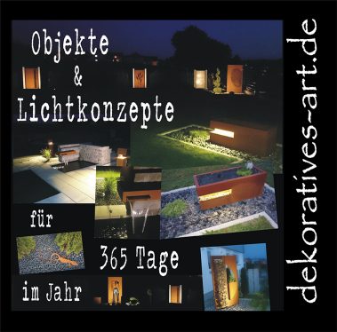 GartengestaltungObjekte Lichtkonzepte im Garten edelstahl objekt rost metall dekoratives Unterknöringen Rost Deko Burgau Gartenbeleuchtung