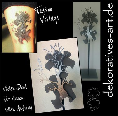 Puzzle individuell und aufs maß Kunden Tattoo wohnung garten deko dekoratives Unterknöringen Burgau Rost Metall