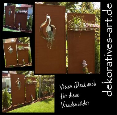 Sichtschutz pflanzschnecke ablage metall stahl individuell und aufs maß Kunden garten dekoratives Unterknöringen Burgau Rost