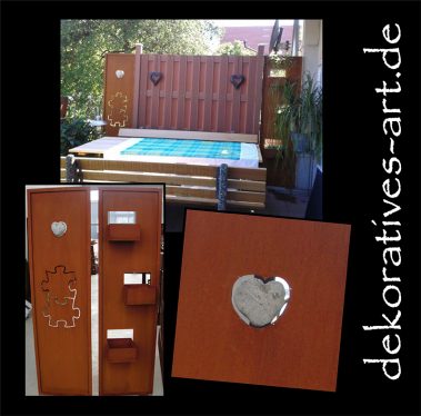 Sichtschutz puzzle Herz stein terrasse deko rost metall dekoratives Unterknöringen Burgau Rost Garten