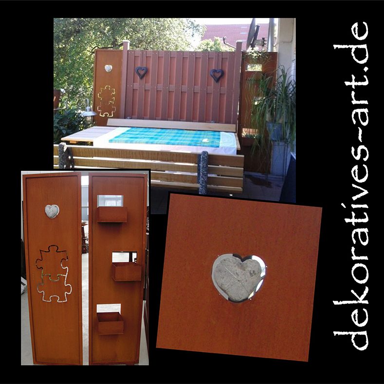 Sichtschutz puzzle Herz stein terrasse deko rost metall dekoratives Unterknöringen Burgau Rost Garten