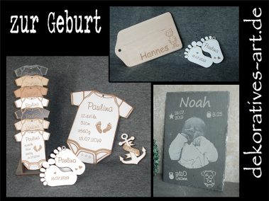 dekoratives Burgau Unterknöringen Gravur Werbung Werbemittel Firma Logo gravieren Laser Geburt Geschenk Baby Strampler