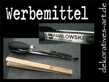 dekoratives Burgau Unterknöringen Gravur Werbung Werbemittel Firma Logo gravieren Laser Grill Grillzange