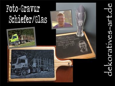 dekoratives Burgau Unterknöringen Gravur Werbung Werbemittel Firma Logo gravieren Laser Holz Brett Schiefer Forogravur