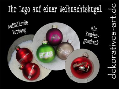 dekoratives Burgau Unterknöringen Gravur Werbung Werbemittel Firma Logo gravieren Laser Kugel Weihnachten Kunde