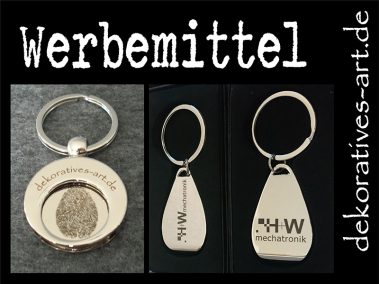 dekoratives Burgau Unterknöringen Gravur Werbung Werbemittel Firma Logo gravieren Laser Schlüssel Anhänger Einkaufen