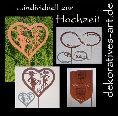 dekoratives Unterknöringen Rost Deko Burgau Geschenk Hochzeit Idee Metall Braut