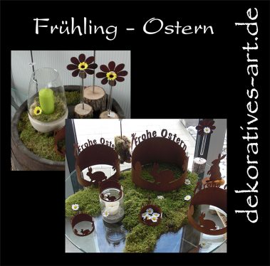 dekoratives Unterknöringen Rost Deko Frühling Ostern Hase Blume