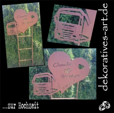 hochzeit ehe liebe geschenk deco metall dekoratives Unterknöringen Rost Deko Burgau Idee Brautpaar Schmuck Kirche LKW