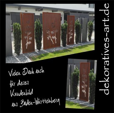 sichtschutz asiatisch idee geschenk ausgefallen metall design Rost Bambus deko garten dekoratives Unterknöringen Burgau Rost